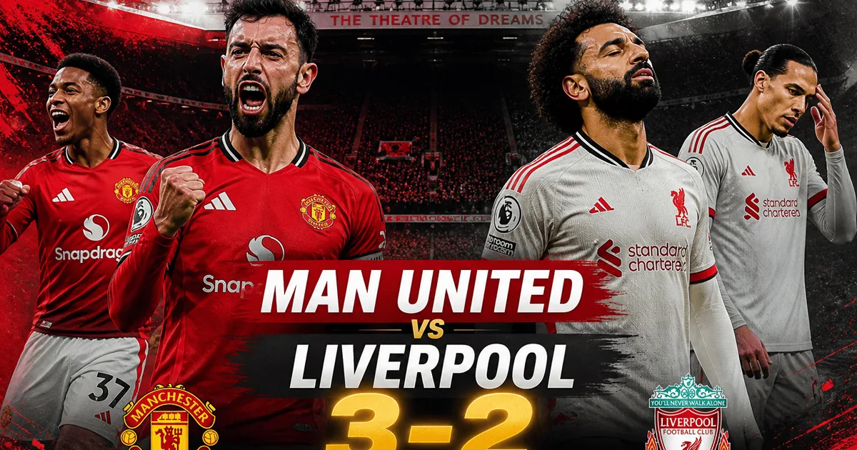 Man United vs Liverpool 3-2: Hasil Liga Inggris, Drama Gol dan Statistik Lengkap