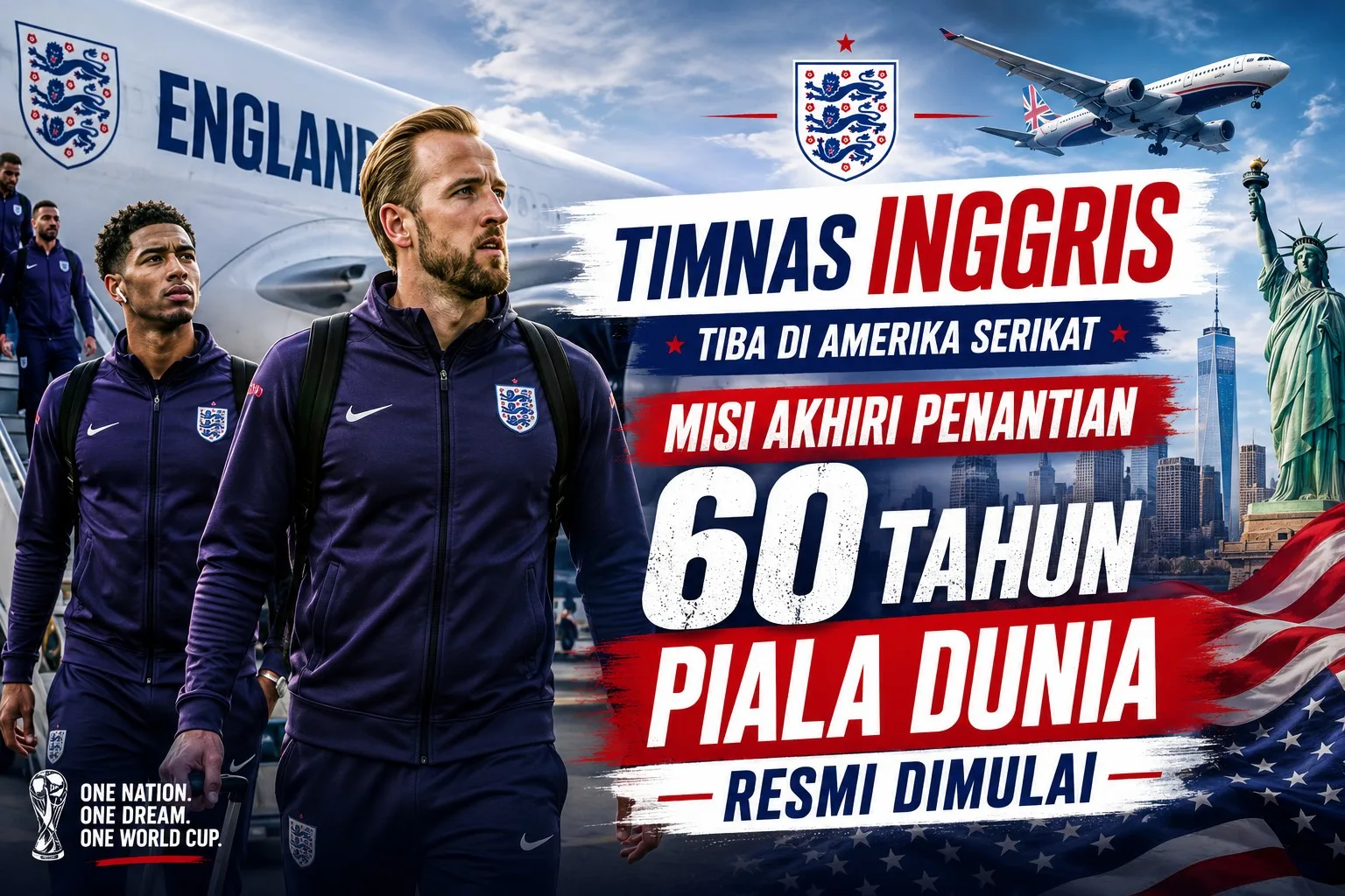 Timnas Inggris Tiba di Amerika Serikat, Misi Akhiri Penantian 60 Tahun Piala Dunia Resmi Dimulai