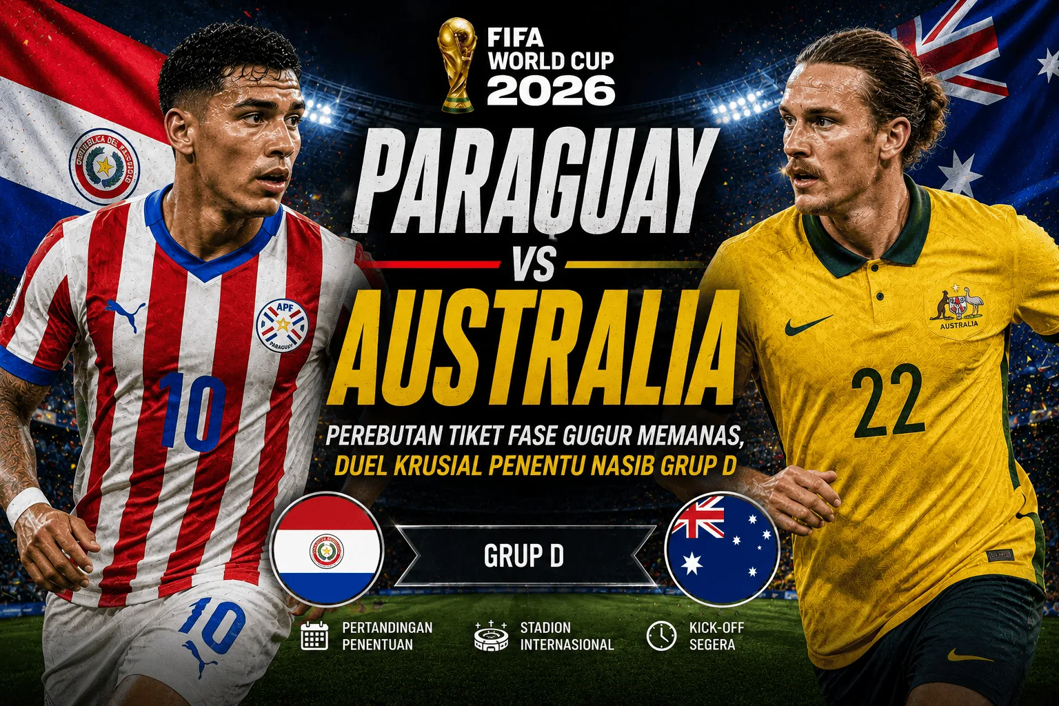 Paraguay vs Australia: Perebutan Tiket Fase Gugur Memanas, Duel Krusial Penentu Nasib Grup D