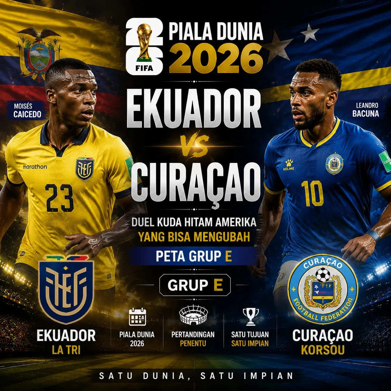 Ekuador vs Curaçao Piala Dunia 2026: Duel Kuda Hitam Amerika yang Bisa Mengubah Peta Grup E