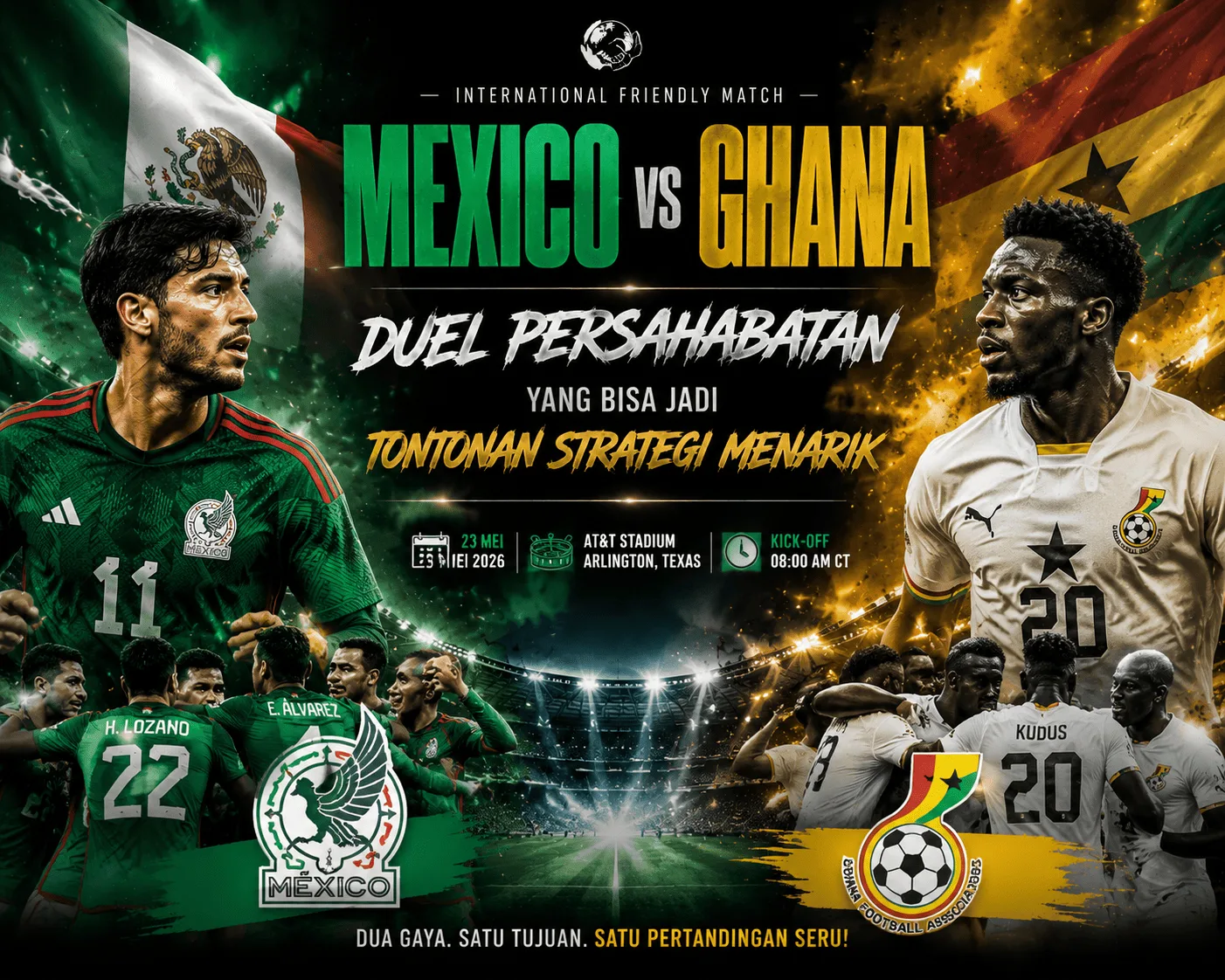 Mexico vs Ghana: Duel Persahabatan yang Bisa Jadi Tontonan Strategi Menarik