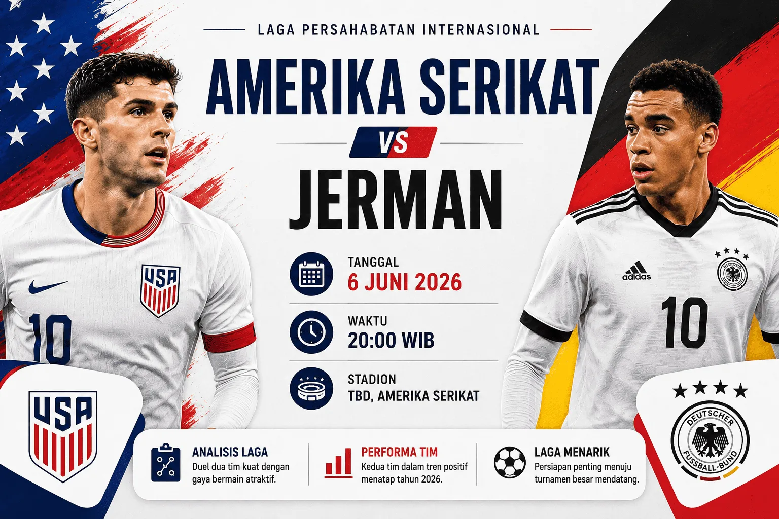 Amerika Serikat vs Jerman: Analisis Laga Persahabatan Internasional 6 Juni 2026