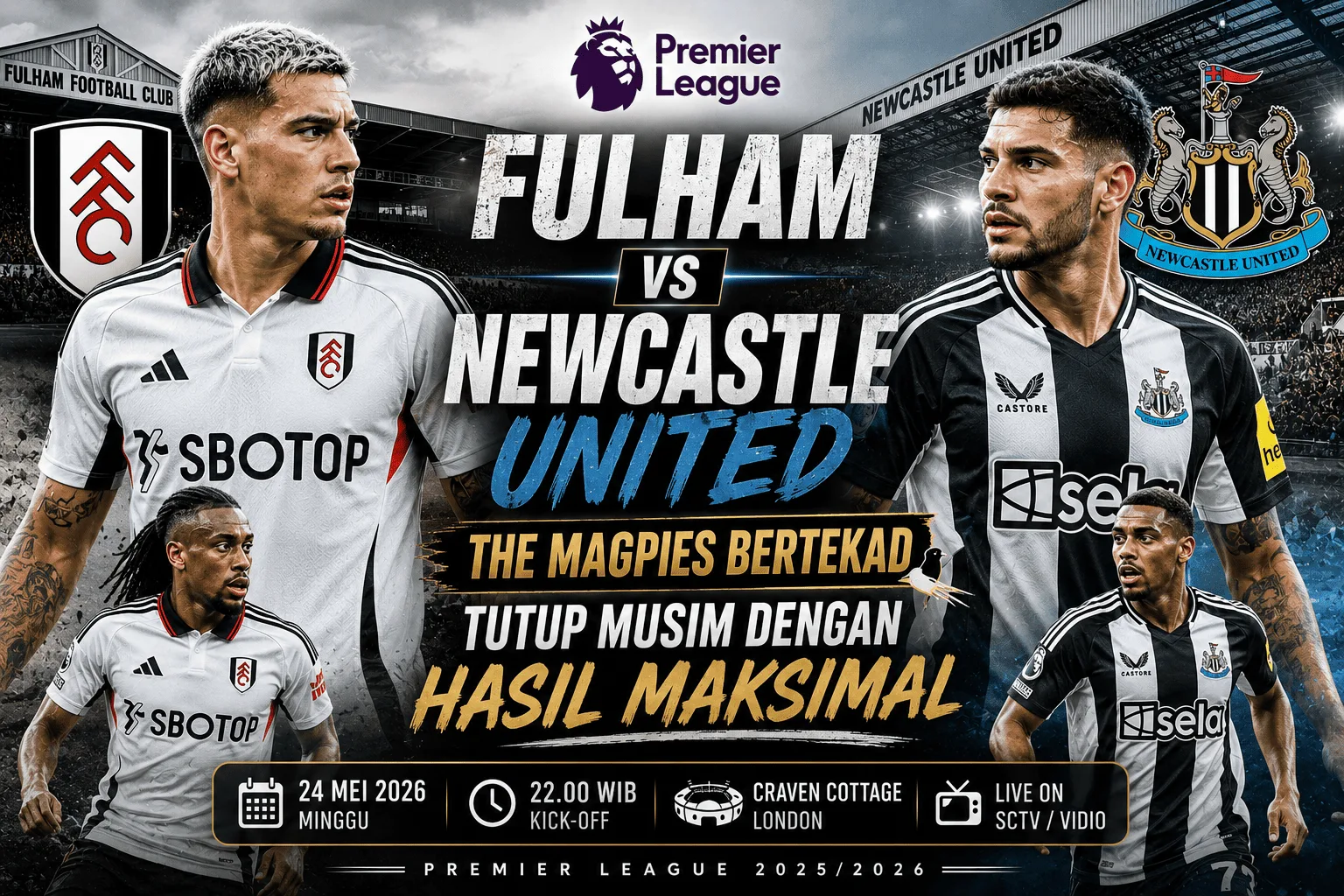 Fulham vs Newcastle United: The Magpies Bertekad Tutup Musim dengan Hasil Maksimal