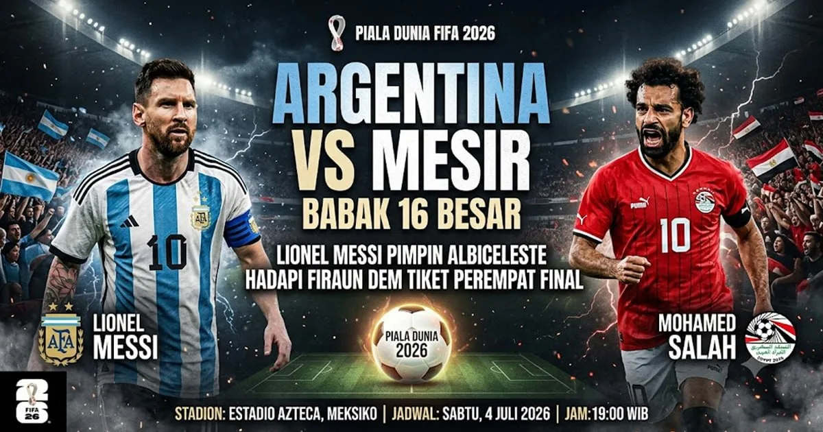 Argentina vs Mesir: Lionel Messi Pimpin Albiceleste Hadapi Firaun Demi Tiket Perempat Final Piala Dunia 2026