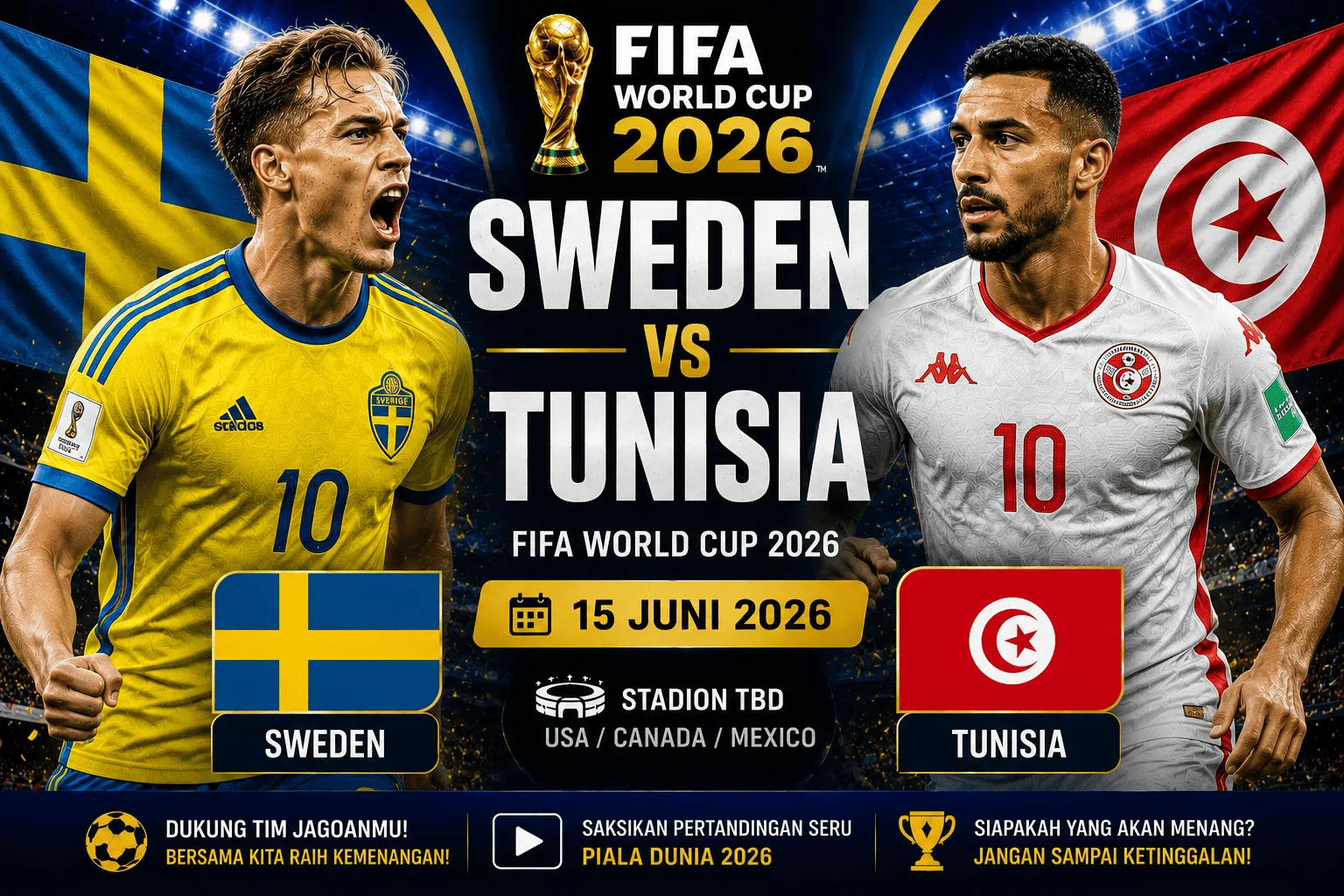 Prediksi Skor Sweden vs Tunisia Piala Dunia 2026: Head to Head, Susunan Pemain, dan Analisis Pertandingan