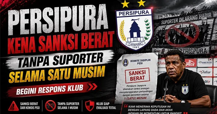 Persipura Kena Sanksi Berat Tanpa Suporter Selama Satu Musim, Begini Respons Klub