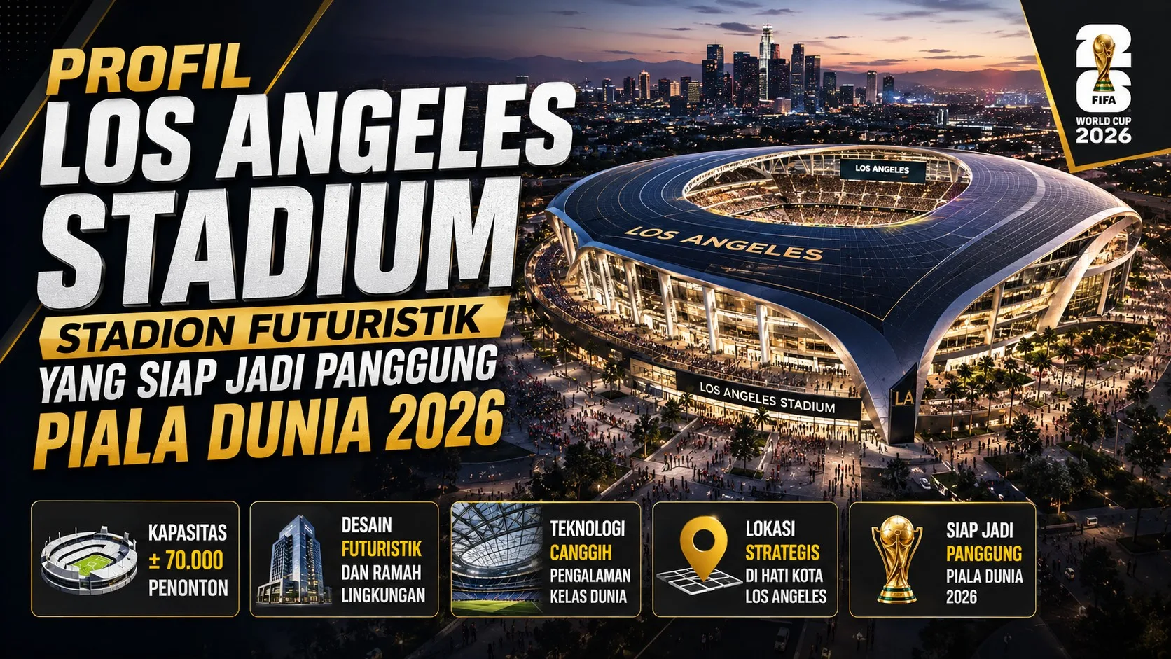Profil Los Angeles Stadium, Stadion Futuristik yang Siap Jadi Panggung Piala Dunia 2026