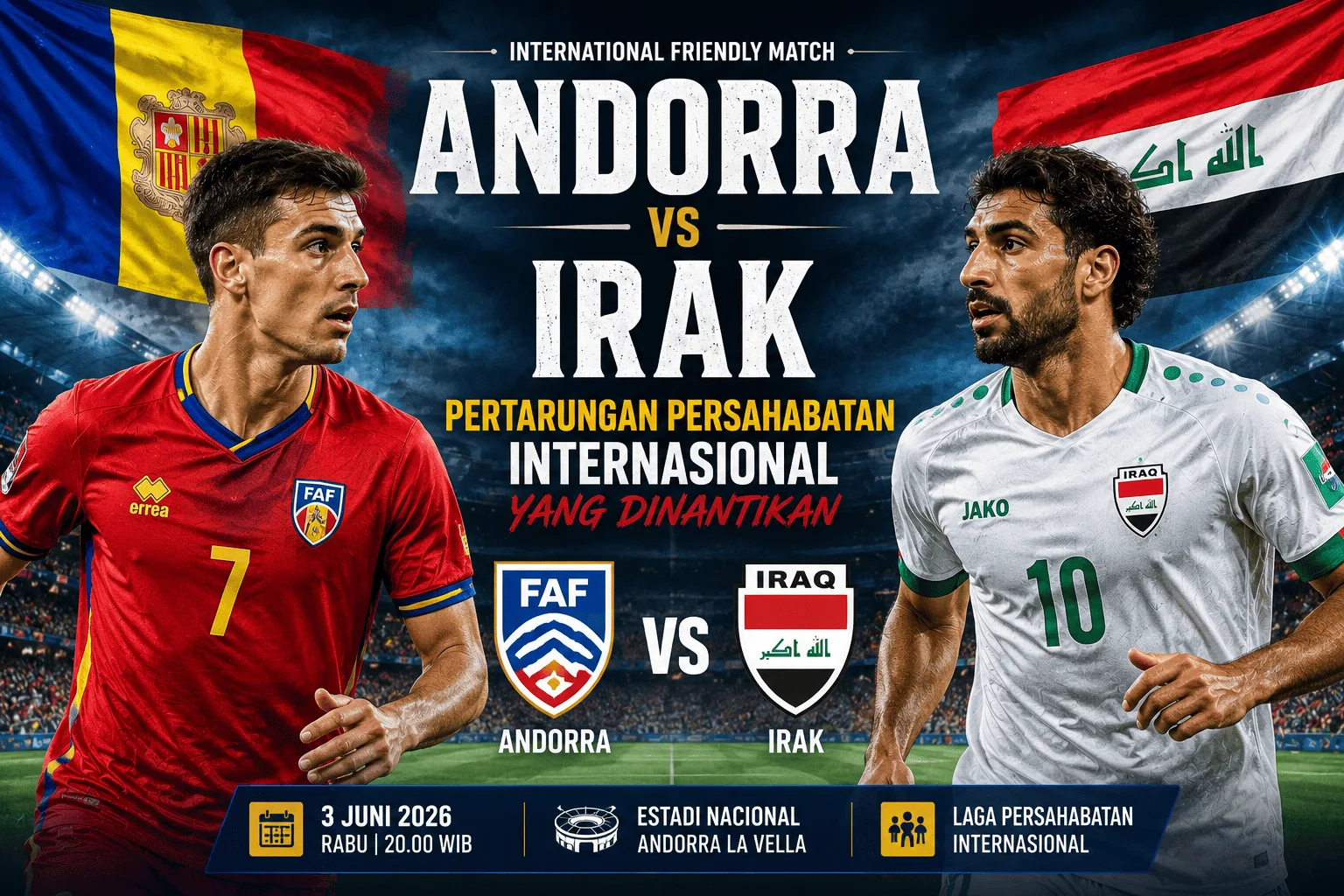 Andorra vs Irak: Pertarungan Persahabatan Internasional yang Dinantikan