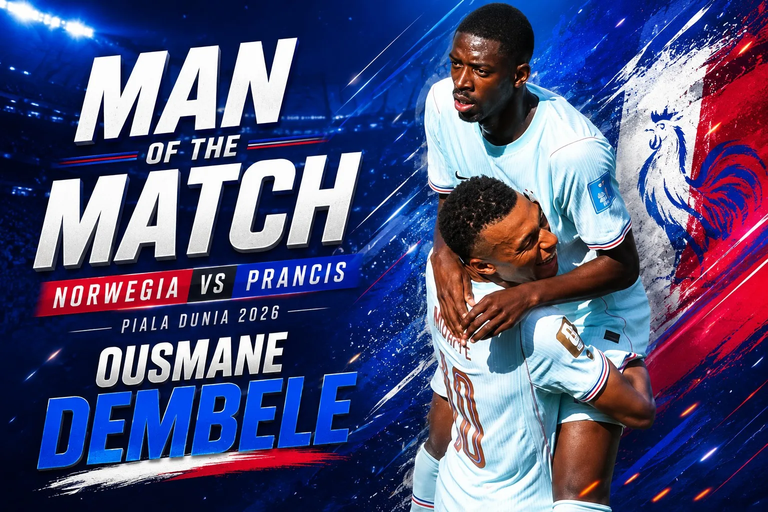 Man of the Match Norwegia vs Prancis: Ousmane Dembele, Hat-Trick Bersejarah yang Membakar Les Bleus