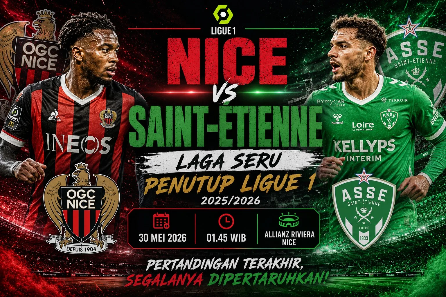 Nice vs Saint-Étienne: Laga Seru Penutup Ligue 1 2025/2026