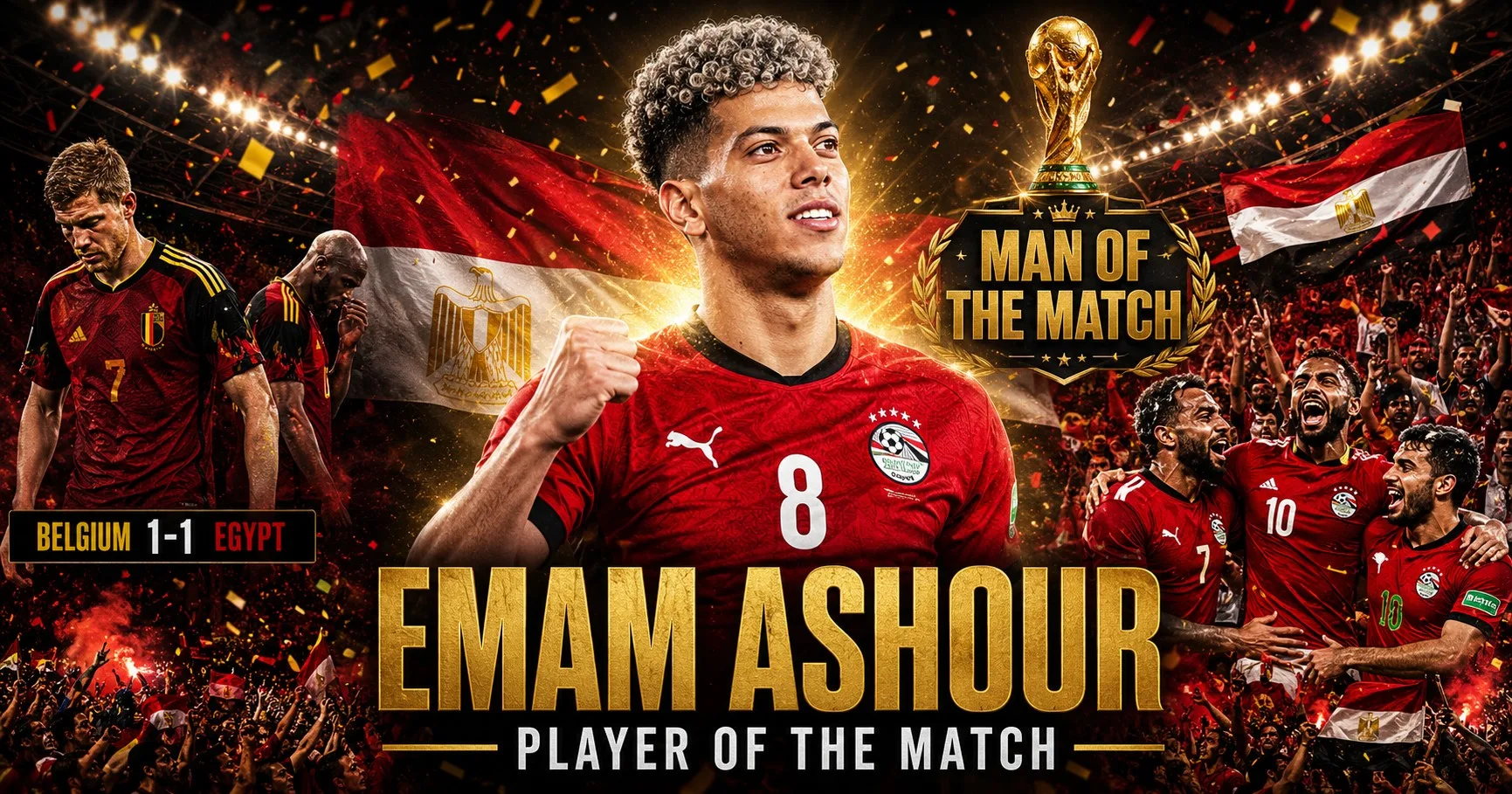 Man of the Match Belgia vs Mesir: Emam Ashour Jadi Pahlawan The Pharaohs di Piala Dunia 2026