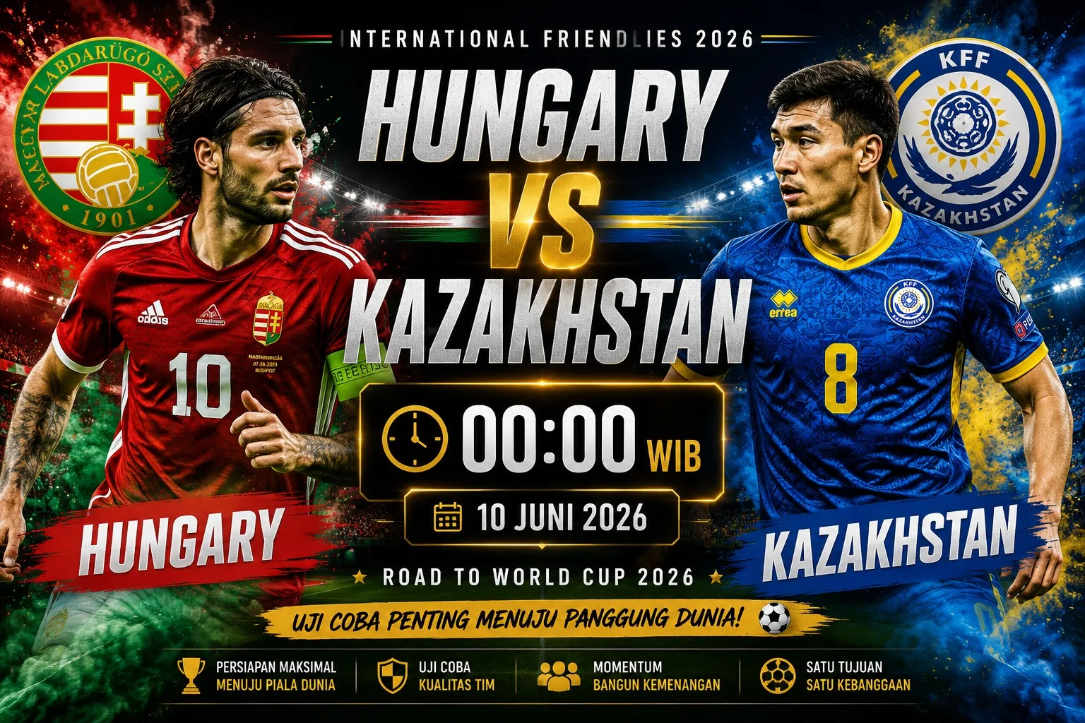 Hungaria vs Kazakhstan 10 Juni 2026: Prediksi Skor, Head to Head, Susunan Pemain dan Analisis Lengkap