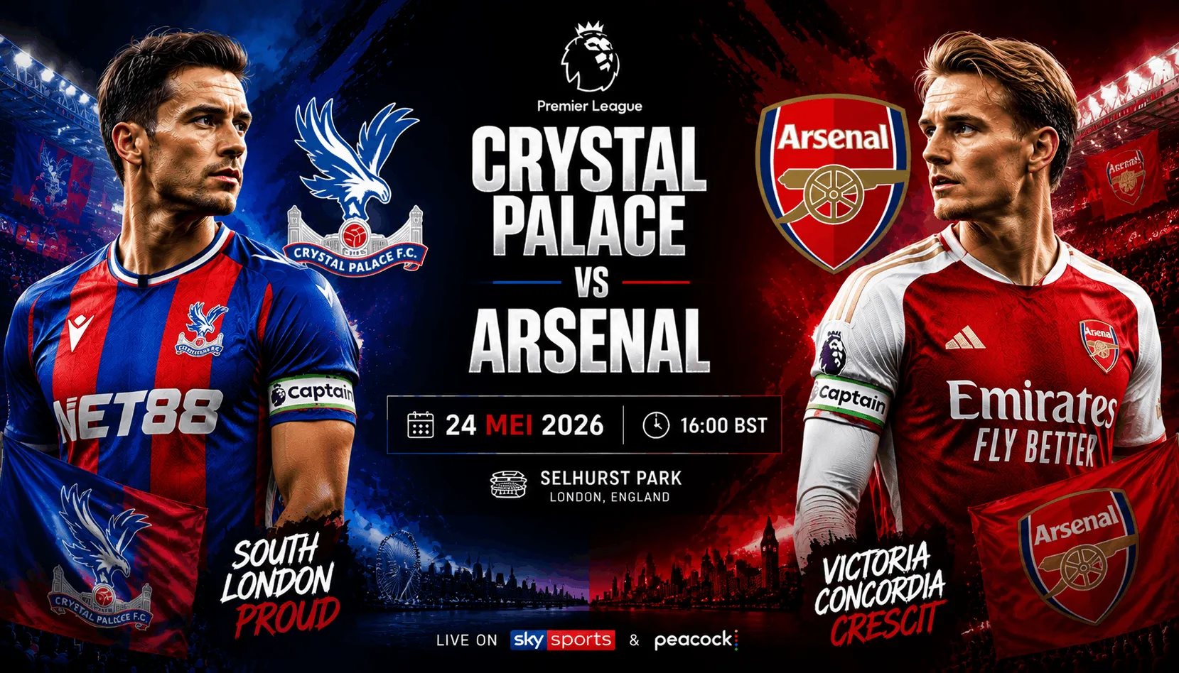 Crystal Palace vs Arsenal 24 Mei 2026: Laga Penentu Nasib di Pekan Akhir Premier League