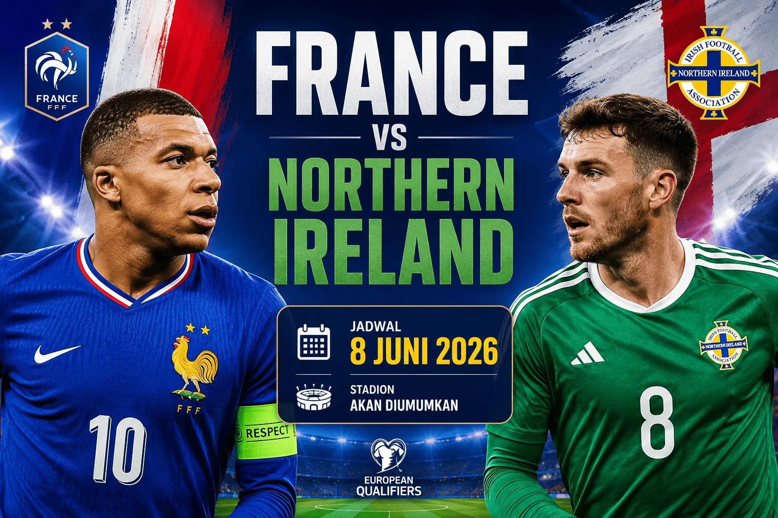 France vs Northern Ireland: Jadwal, Prediksi Skor, Head to Head, dan Susunan Pemain 8 Juni 2026