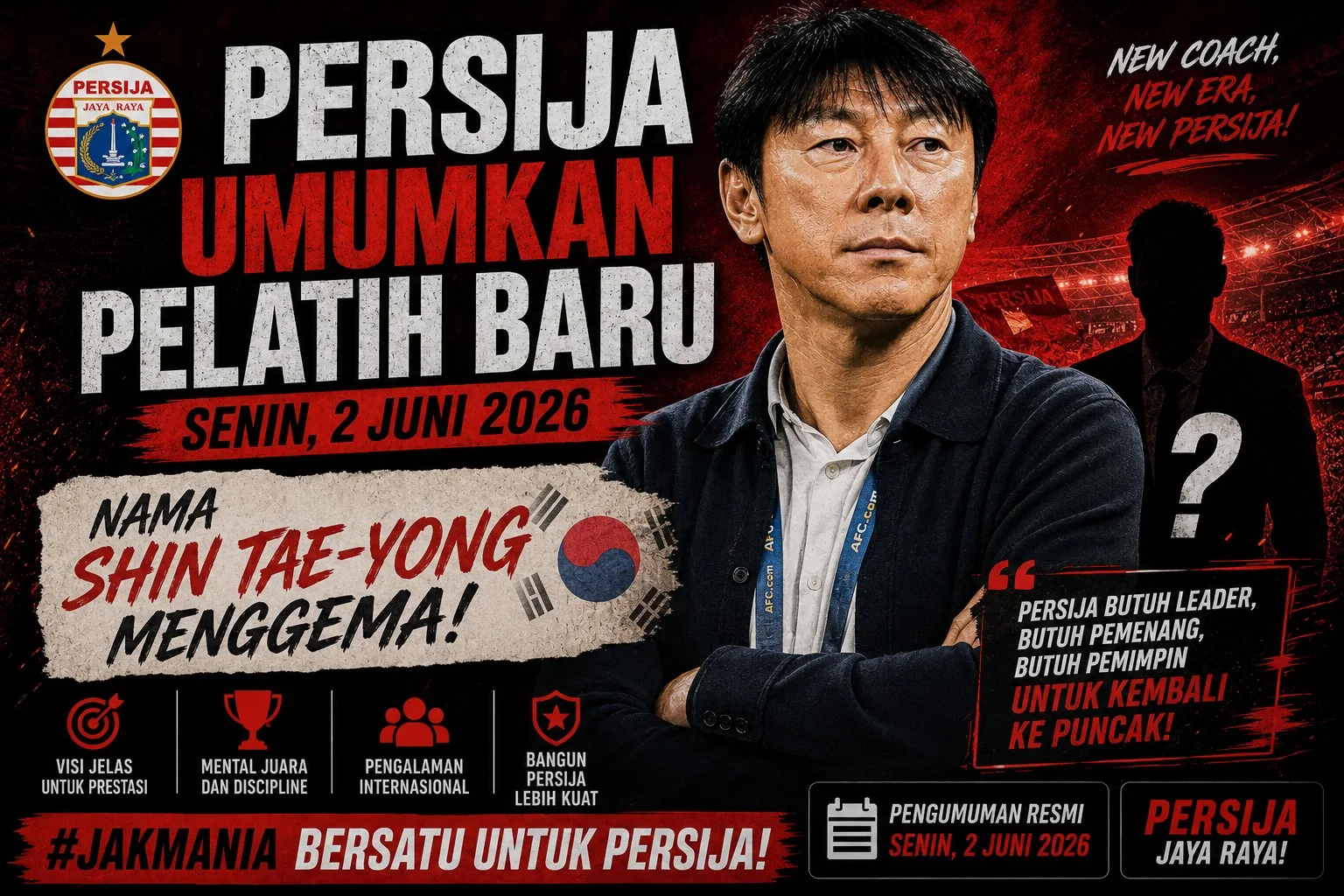 Persija Umumkan Pelatih Baru Senin, Nama Shin Tae-yong Menggema