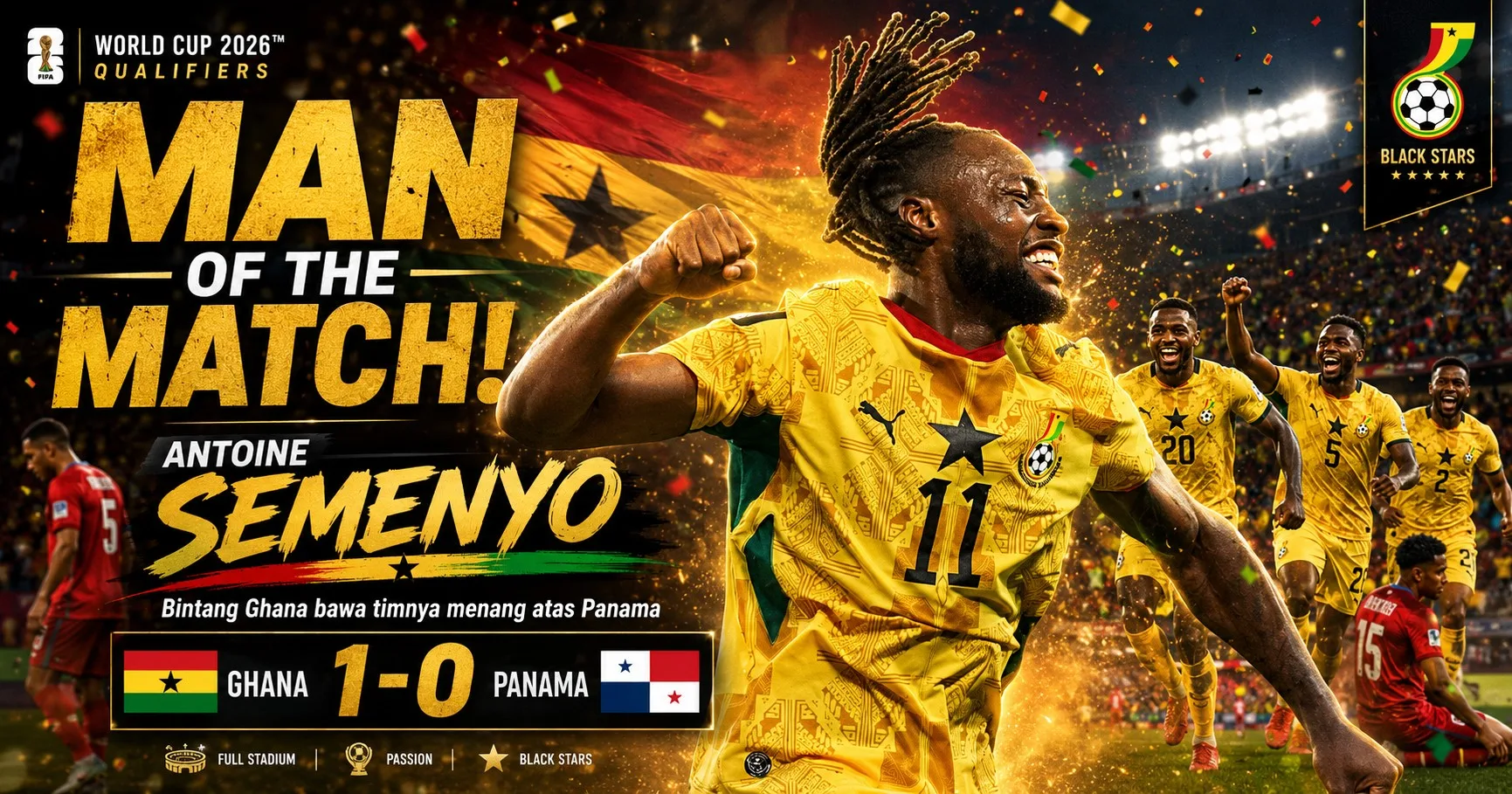 Man of the Match Ghana vs Panama: Antoine Semenyo Jadi Motor Serangan Black Stars