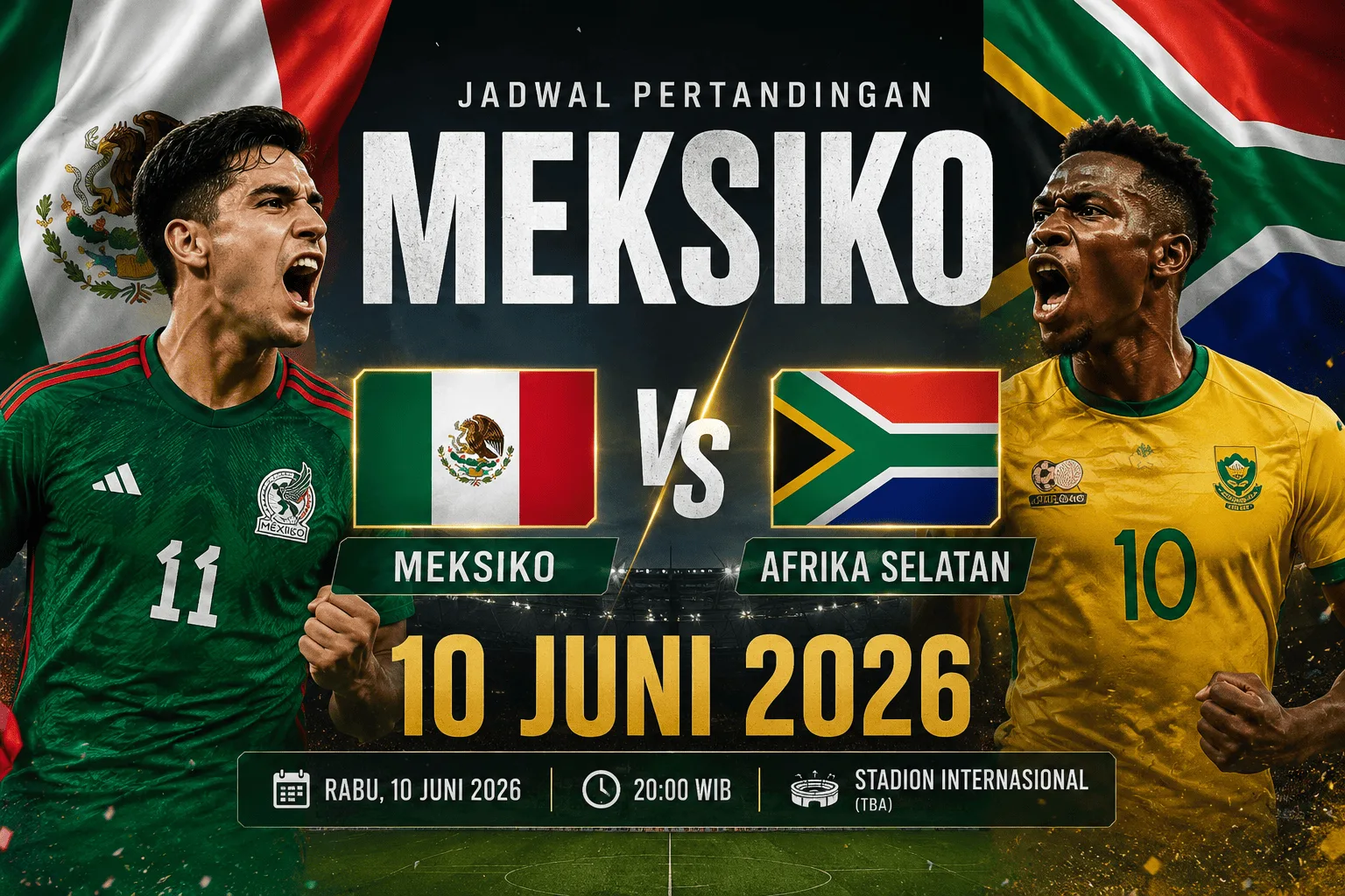 Meksiko vs Afrika Selatan: Jadwal 10 Juni 2026, Prediksi Skor, Susunan Pemain dan Fakta Menarik Pertandingan