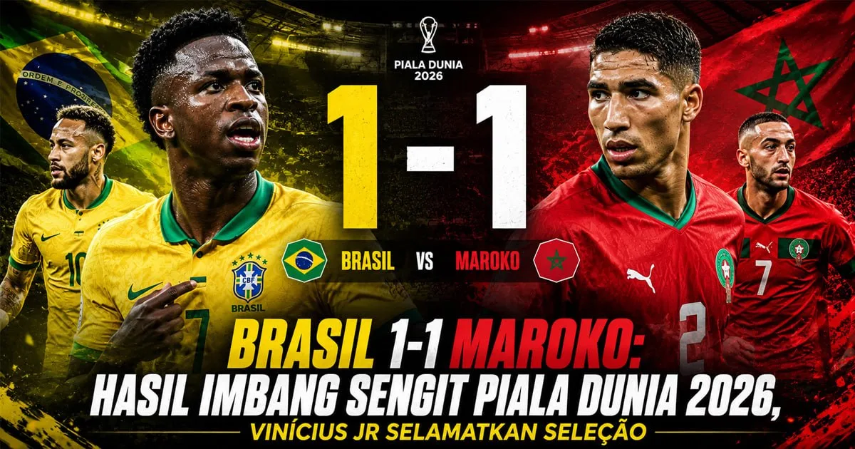 Brasil 1-1 Maroko: Hasil Imbang Sengit Piala Dunia 2026, Vinícius Jr Selamatkan Seleção