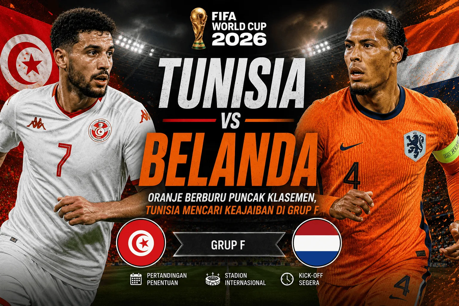 Tunisia vs Belanda: Oranje Berburu Puncak Klasemen, Tunisia Mencari Keajaiban di Grup F