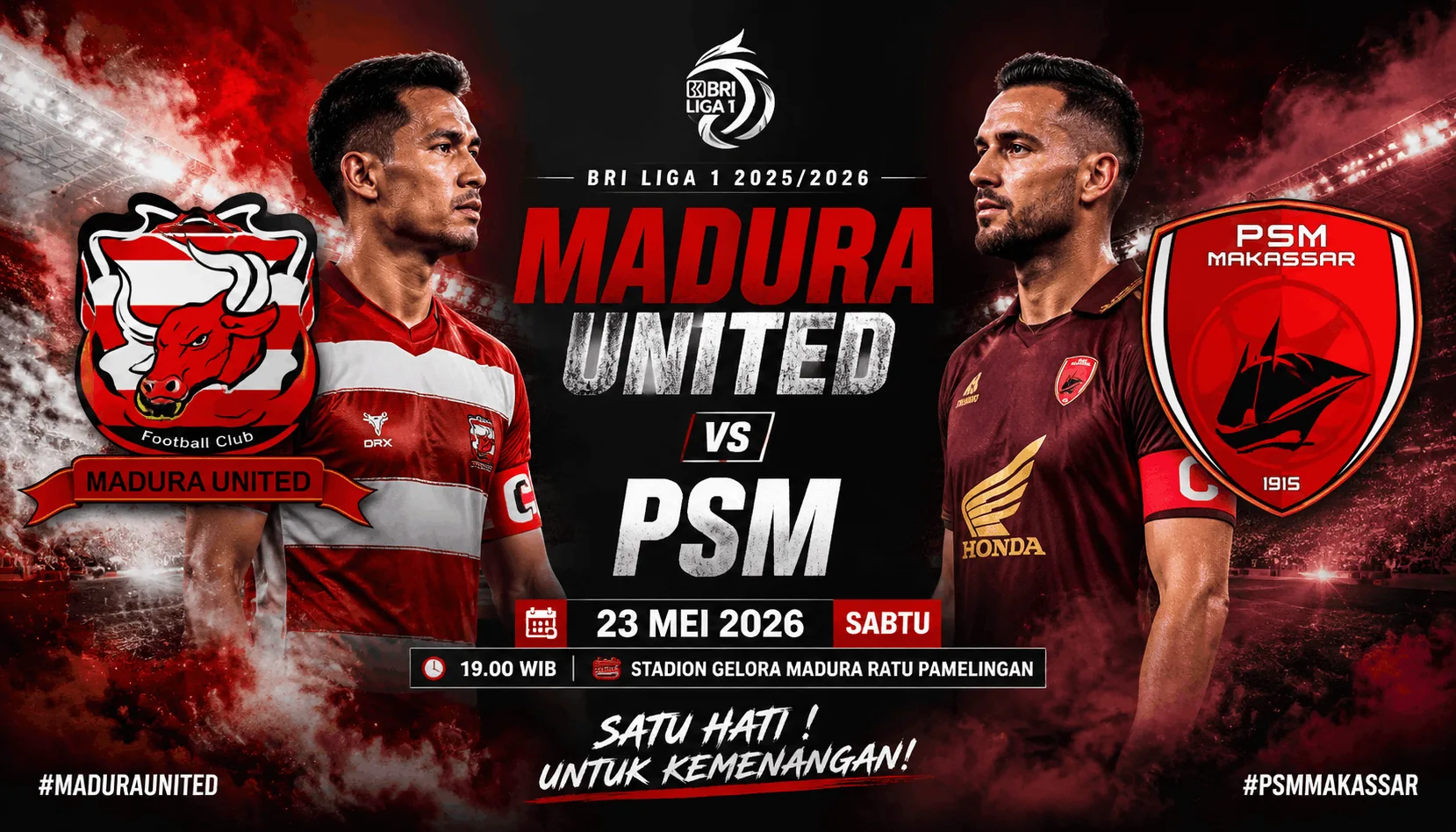 Madura United vs PSM Makassar 23 Mei 2026: Duel Panas Penutup Pekan Liga 1