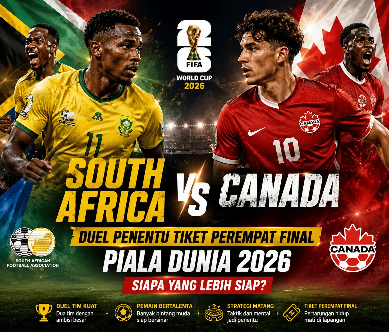 South Africa vs Canada: Duel Penentu Tiket Perempat Final Piala Dunia 2026, Siapa yang Lebih Siap?