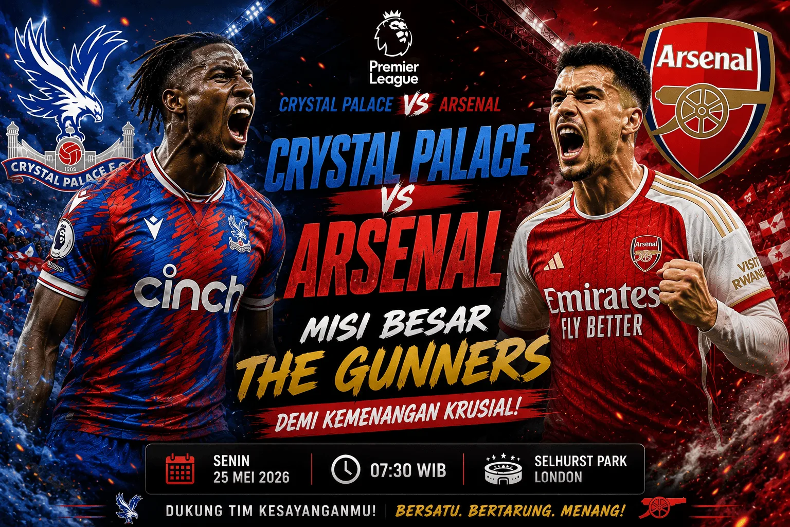 Crystal Palace vs Arsenal: Misi Besar The Gunners Demi Kemenangan Krusial