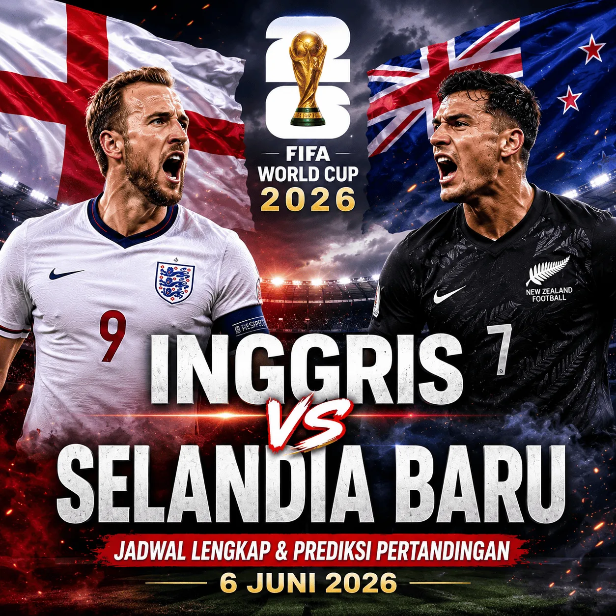 Inggris vs Selandia Baru: Jadwal Lengkap dan Prediksi Skor 6 Juni 2026