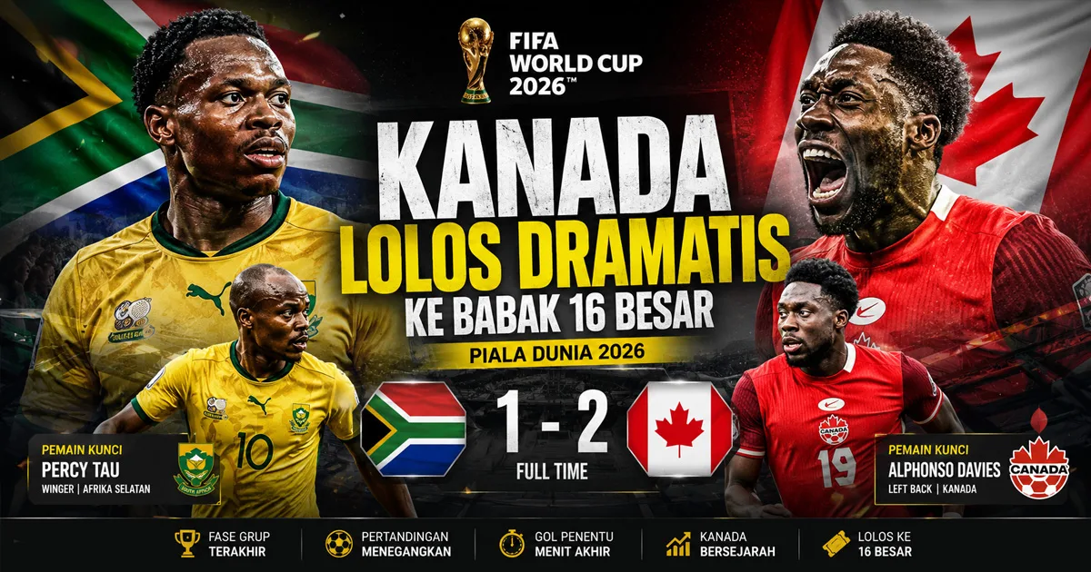 Afrika Selatan vs Kanada 0-1: Kanada Lolos Dramatis ke Babak 16 Besar Piala Dunia FIFA 2026