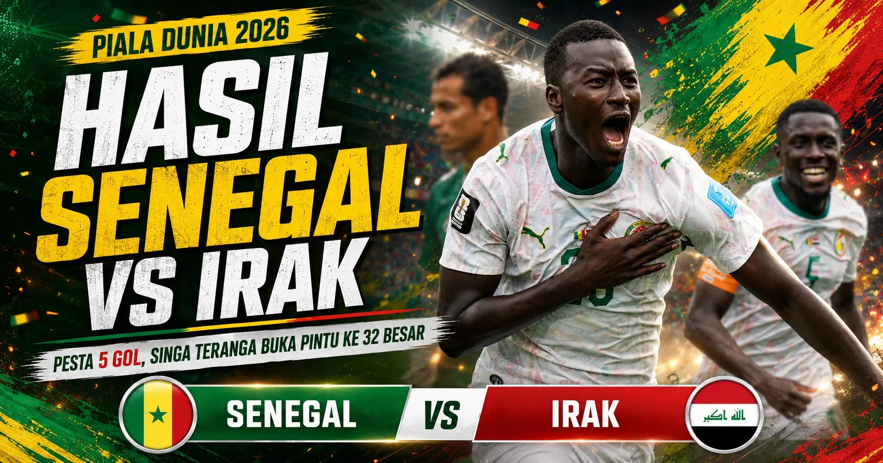 Hasil Senegal vs Irak: Pesta 5 Gol, Singa Teranga Buka Pintu ke 32 Besar