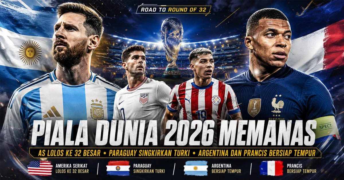 Piala Dunia 2026 Memanas: AS Lolos ke 32 Besar, Paraguay Singkirkan Turki, Argentina dan Prancis Bersiap Tempur