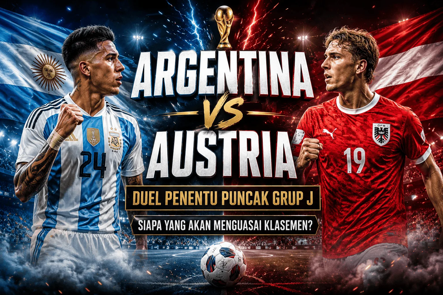Argentina vs Austria: Duel Penentu Puncak Grup J, Siapa yang Akan Menguasai Klasemen?