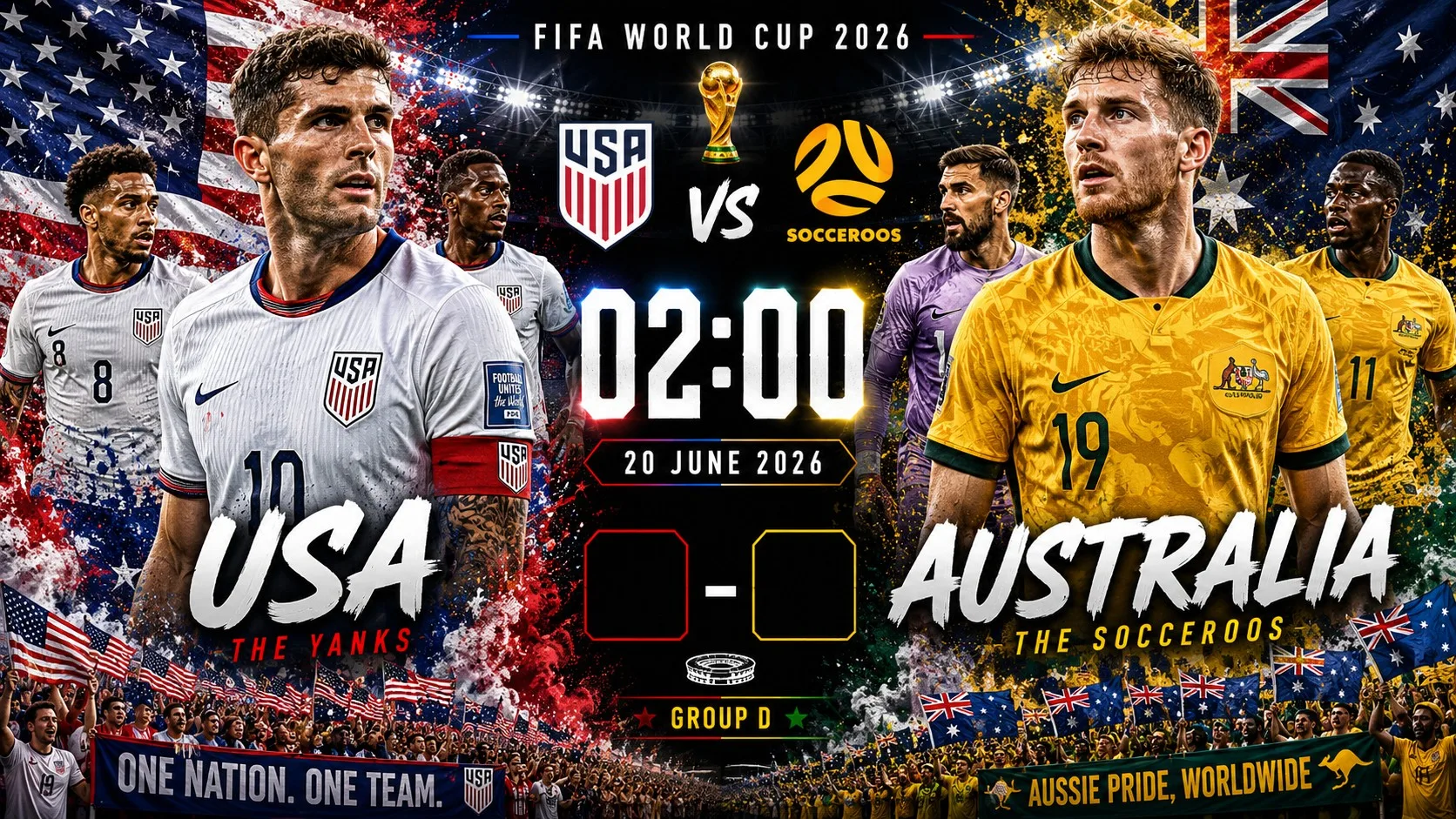 USA vs Australia Piala Dunia 2026: Duel Kekuatan Fisik dan Kecepatan di Grup D