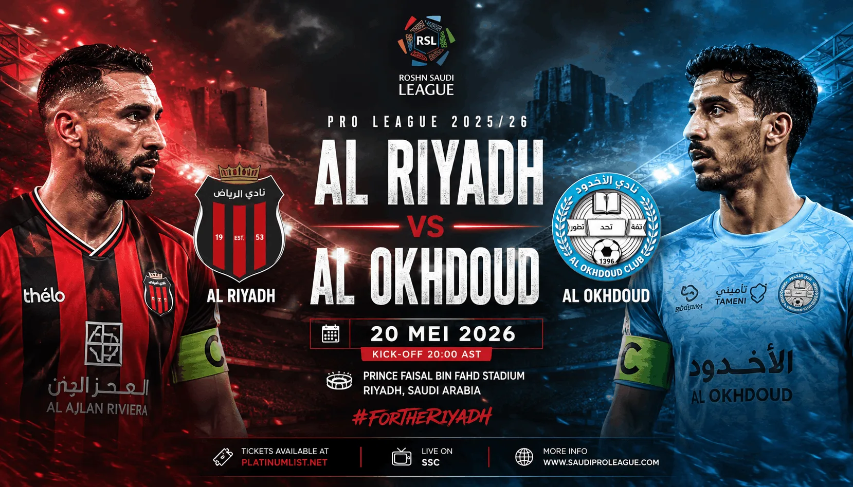 Al Riyadh vs Al Okhdood: Duel Penentu Poin Penting di Pro League 20 Mei 2026