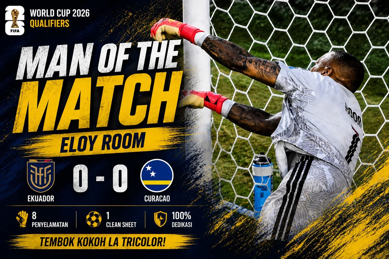Man of the Match Ekuador vs Curacao: Eloy Room, Tembok Hidup yang Bikin La Tri Frustrasi