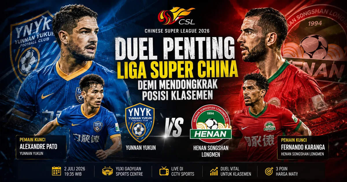 Yunnan Yukun vs Henan Songshan Longmen: Duel Penting Liga Super China Demi Mendongkrak Posisi Klasemen