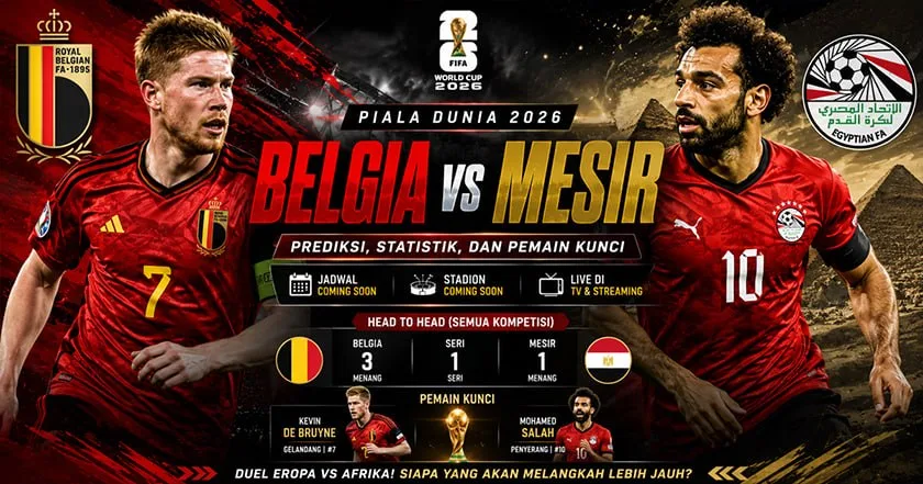 Belgia vs Mesir: Pertarungan Sengit Eropa dan Afrika yang Dinanti di Piala Dunia 2026