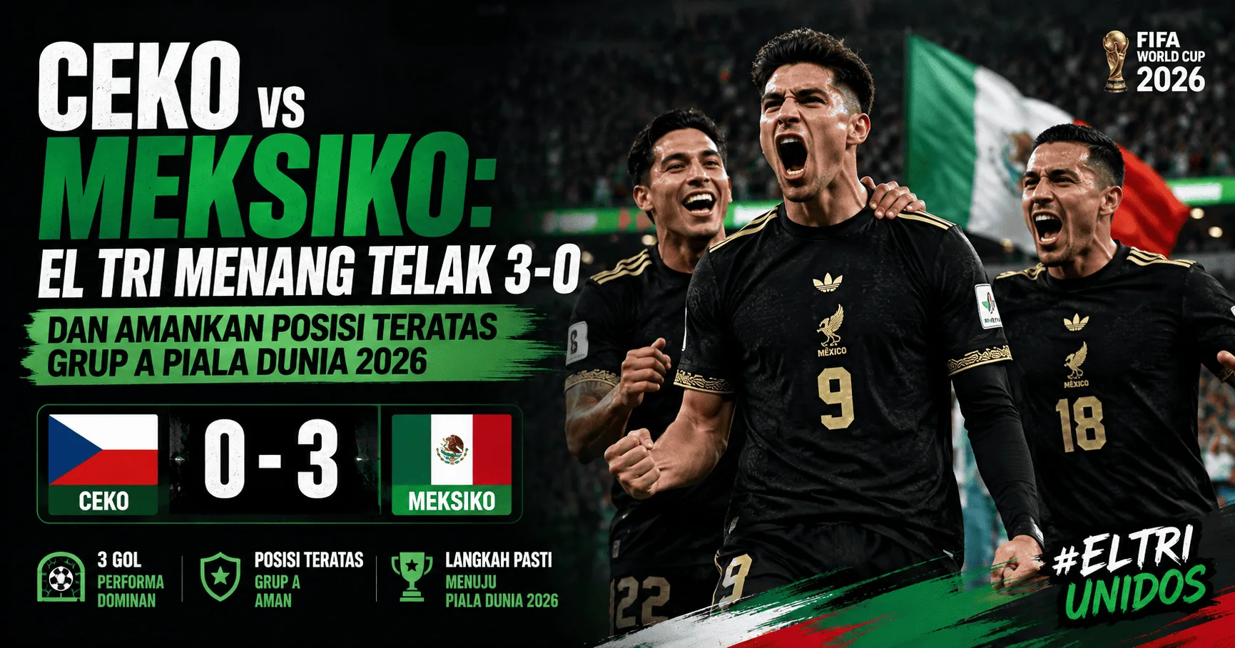 Ceko vs Meksiko: El Tri Menang Telak 3-0 dan Amankan Posisi Teratas Grup A Piala Dunia 2026