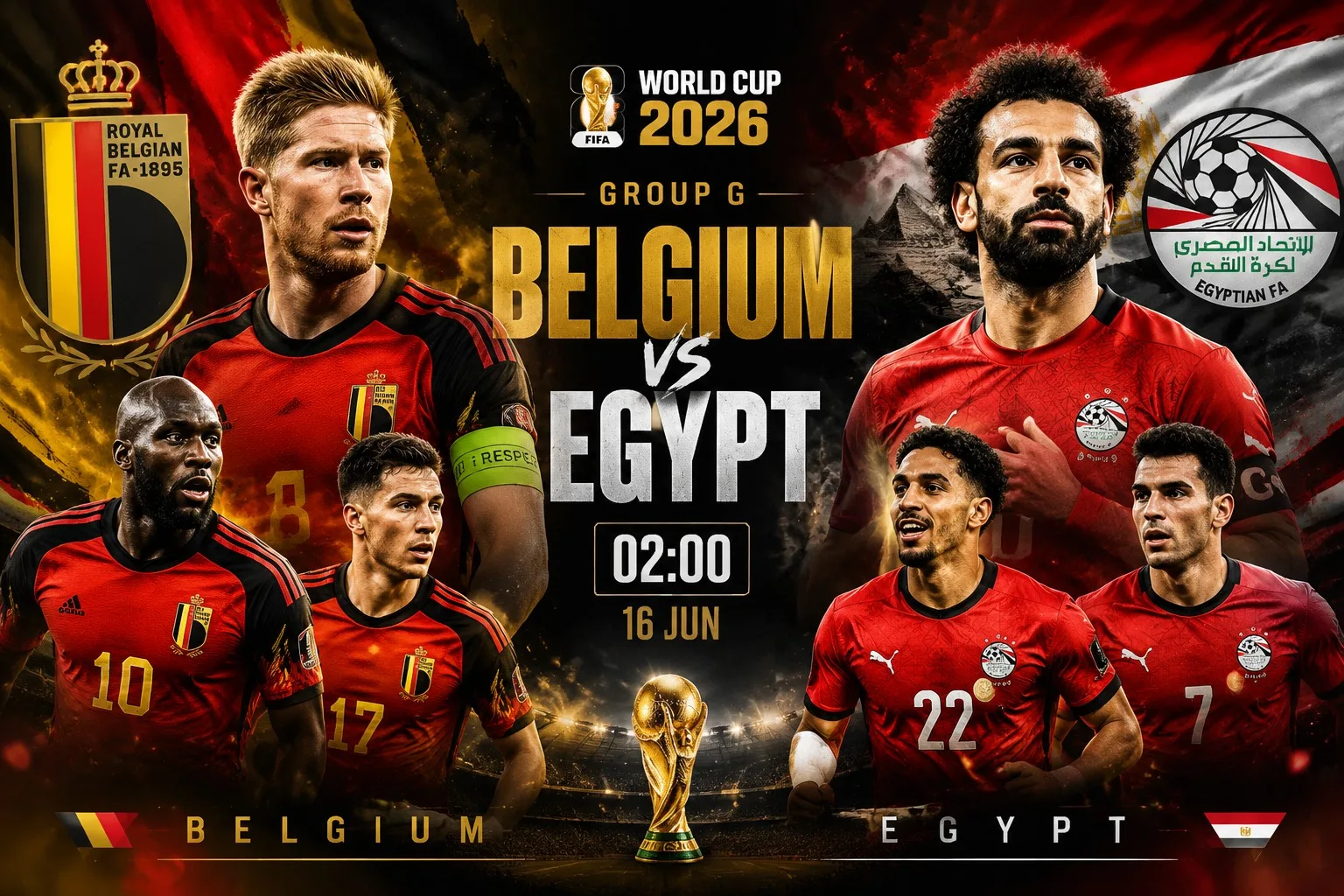 Belgia vs Mesir Piala Dunia 2026: Duel Generasi Emas Eropa dan Raja Afrika di Grup G