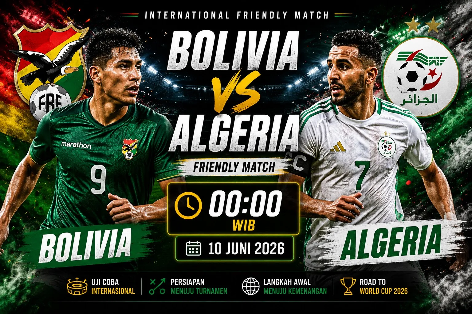 Bolivia vs Aljazair 11 Juni 2026: Prediksi Skor, Head to Head, Susunan Pemain dan Analisis Lengkap