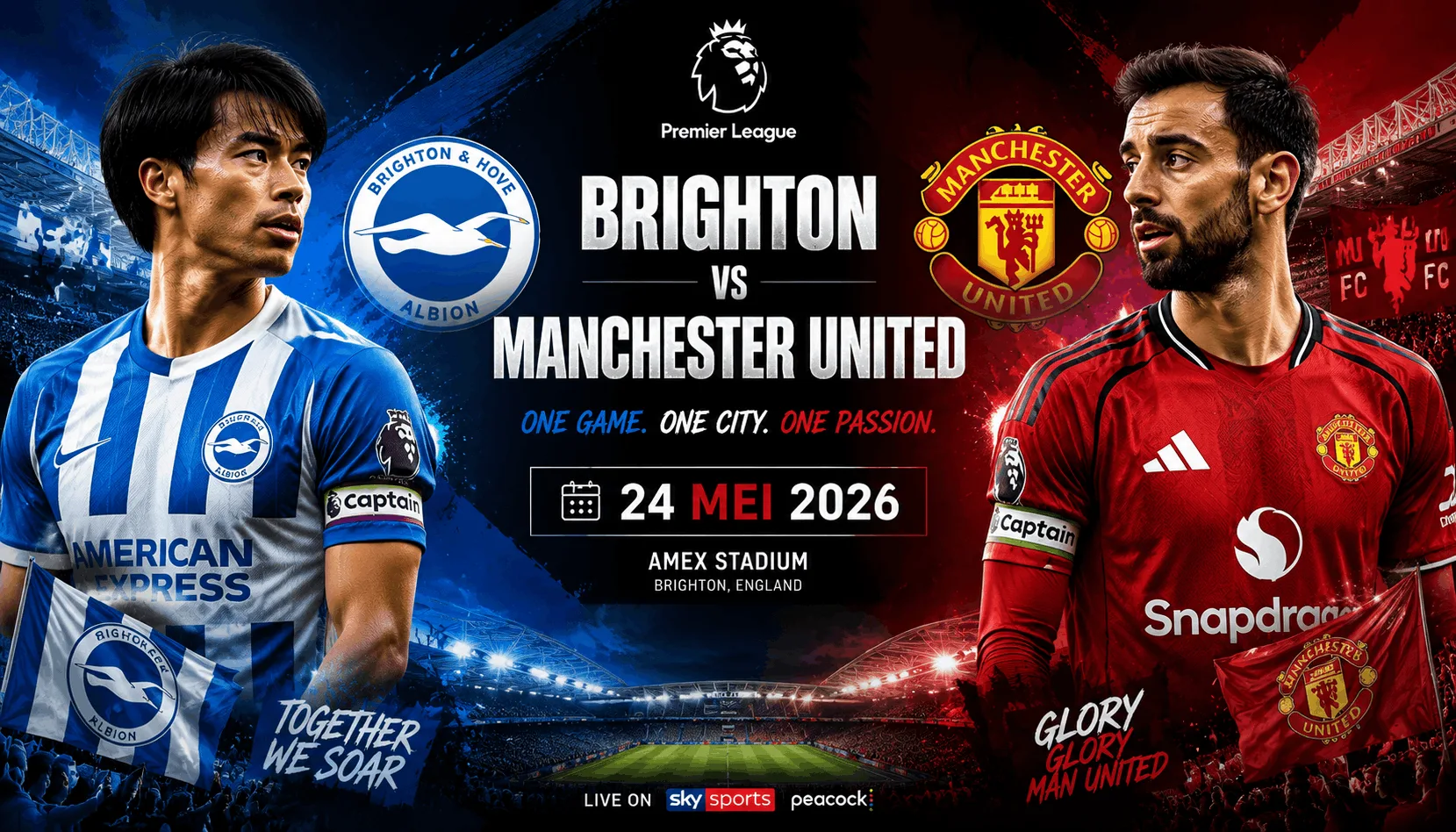 Brighton & Hove Albion vs Manchester United 24 Mei 2026: Prediksi, Head to Head, dan Kondisi Terkini