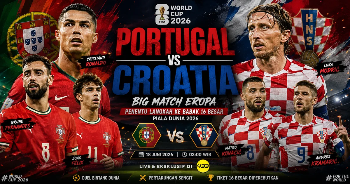 Portugal vs Croatia: Big Match Eropa Penentu Langkah ke Babak 16 Besar Piala Dunia 2026
