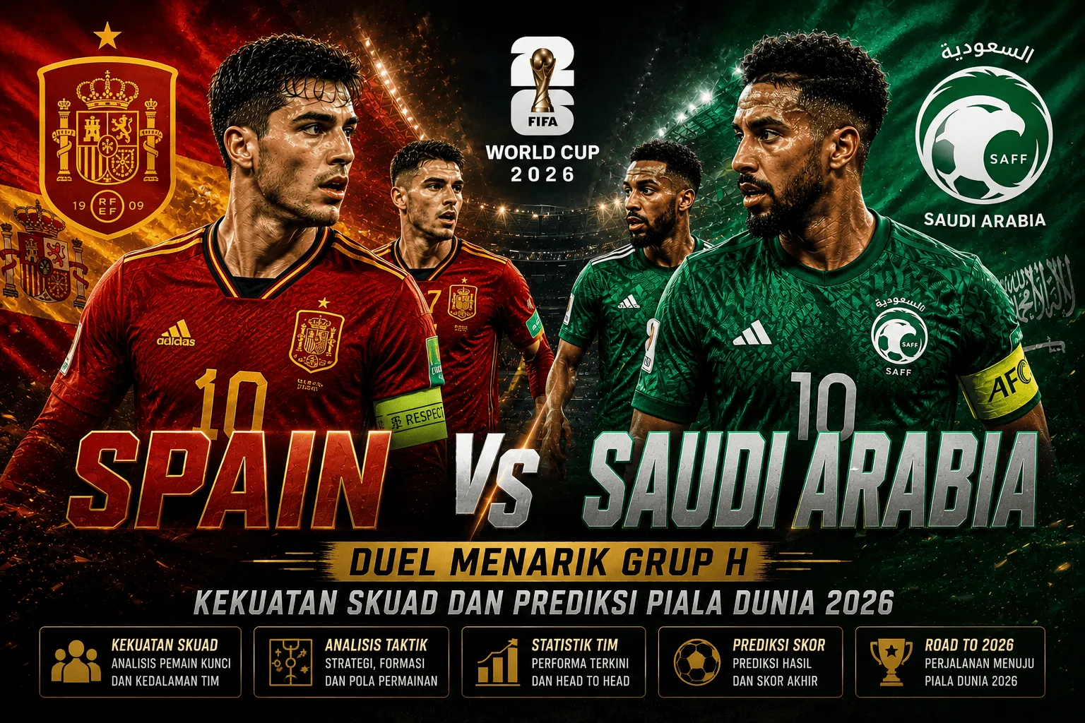 Spain vs Saudi Arabia: Duel Menarik Grup H, Kekuatan Skuad dan Prediksi Piala Dunia 2026