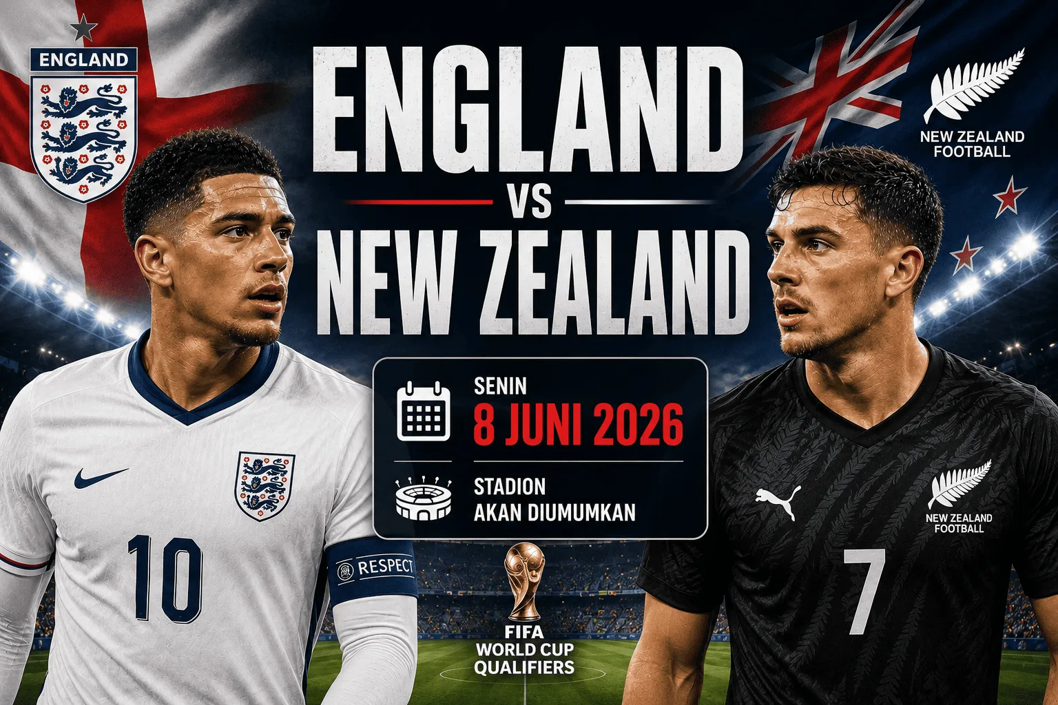 England vs New Zealand: Jadwal, Prediksi, Head to Head, dan Susunan Pemain 8 Juni 2026