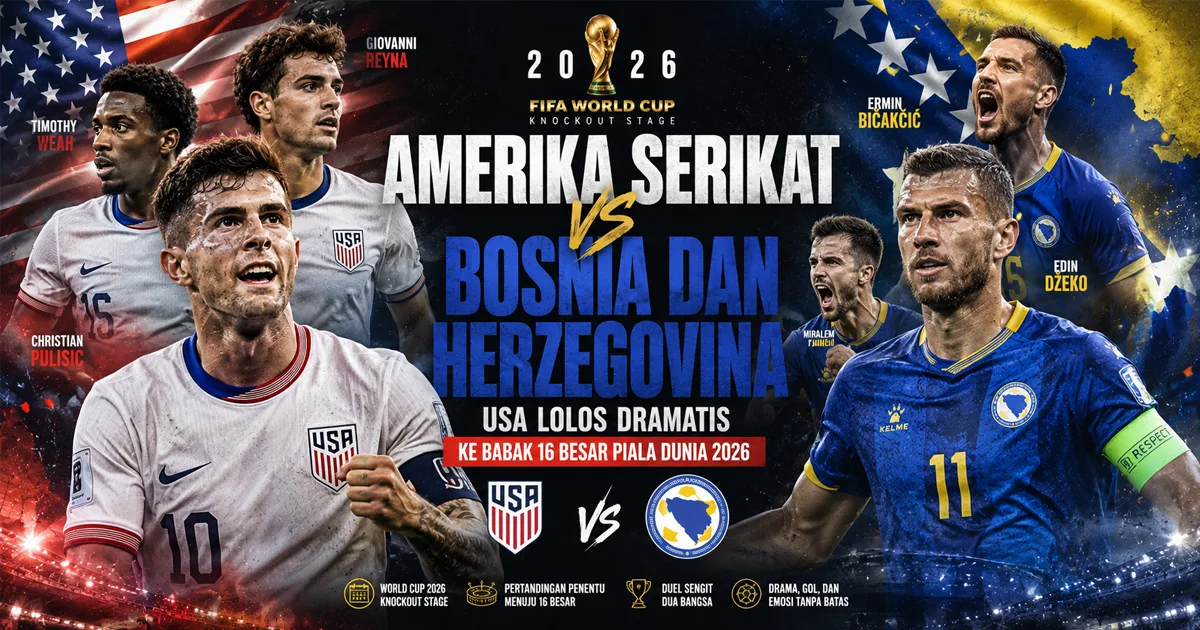 Amerika Serikat vs Bosnia dan Herzegovina: USA Lolos Dramatis ke Babak 16 Besar Piala Dunia 2026