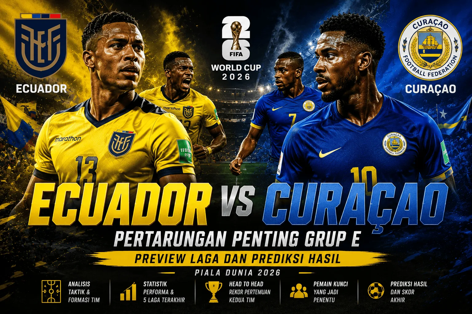 Ecuador vs Curacao: Pertarungan Penting Grup E, Preview Laga dan Prediksi Hasil Piala Dunia 2026