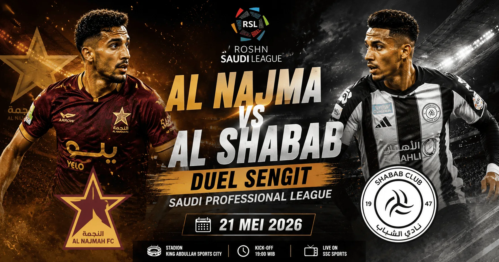Al Najma vs Al Shabab: Duel Sengit Saudi Professional League 21 Mei 2026
