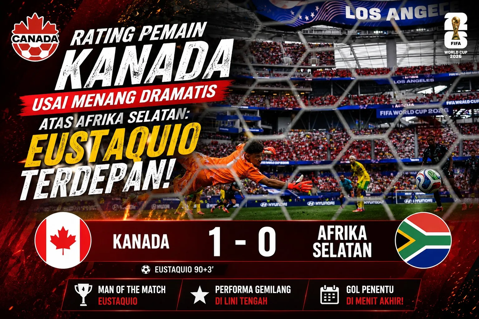 Rating Pemain Kanada Usai Menang Dramatis atas Afrika Selatan: Eustaquio Terdepan!