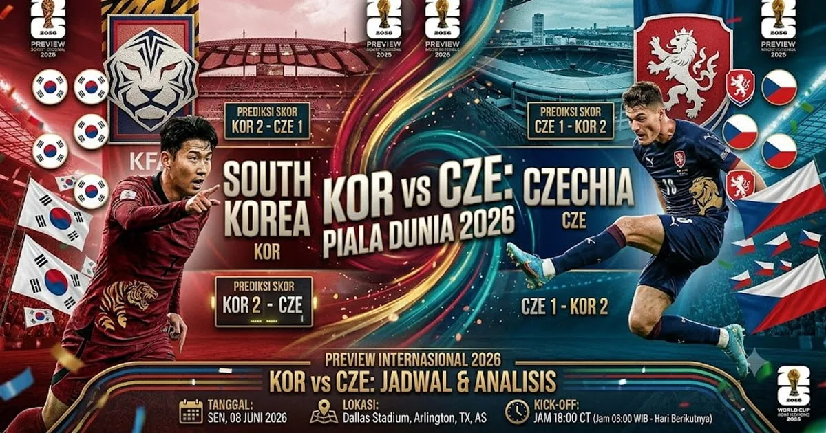 South Korea Menang 3-1 atas Czechia di Piala Dunia 2026, Jalannya Pertandingan dan Statistik Lengkap