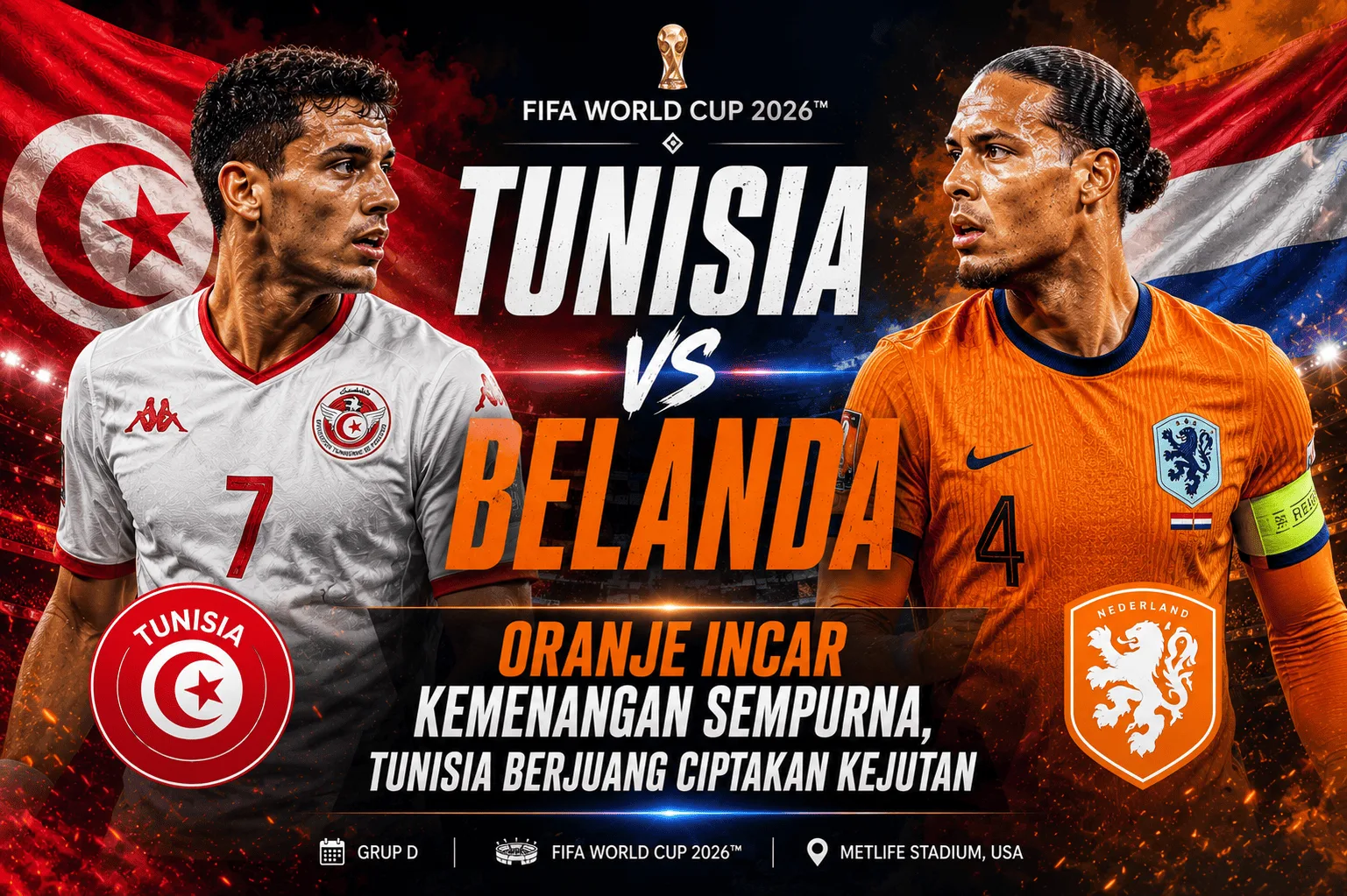Tunisia vs Belanda: Oranje Incar Kemenangan Sempurna, Tunisia Berjuang Ciptakan Kejutan