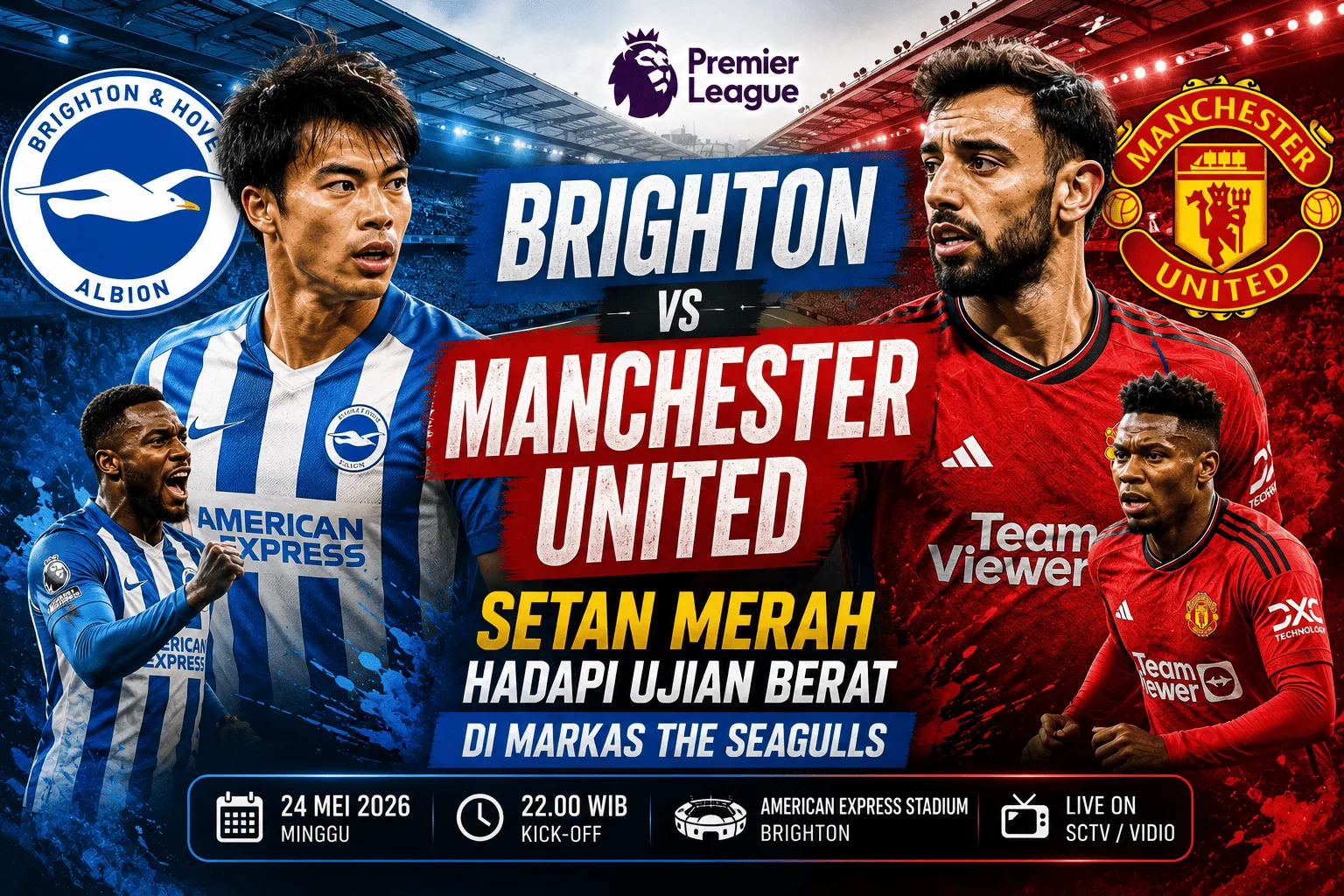 Brighton vs Manchester United: Setan Merah Hadapi Ujian Berat di Markas The Seagulls